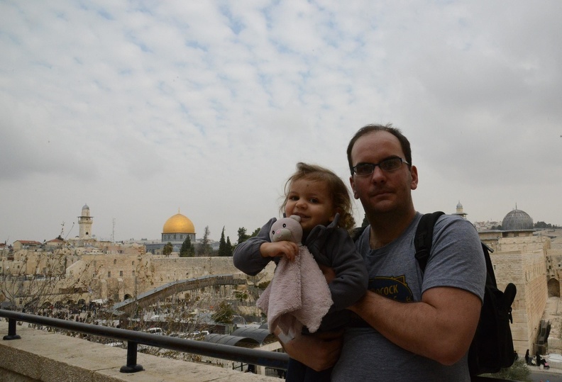Doug and Greta overlooking the Temple Mount and Western Wall.JPG